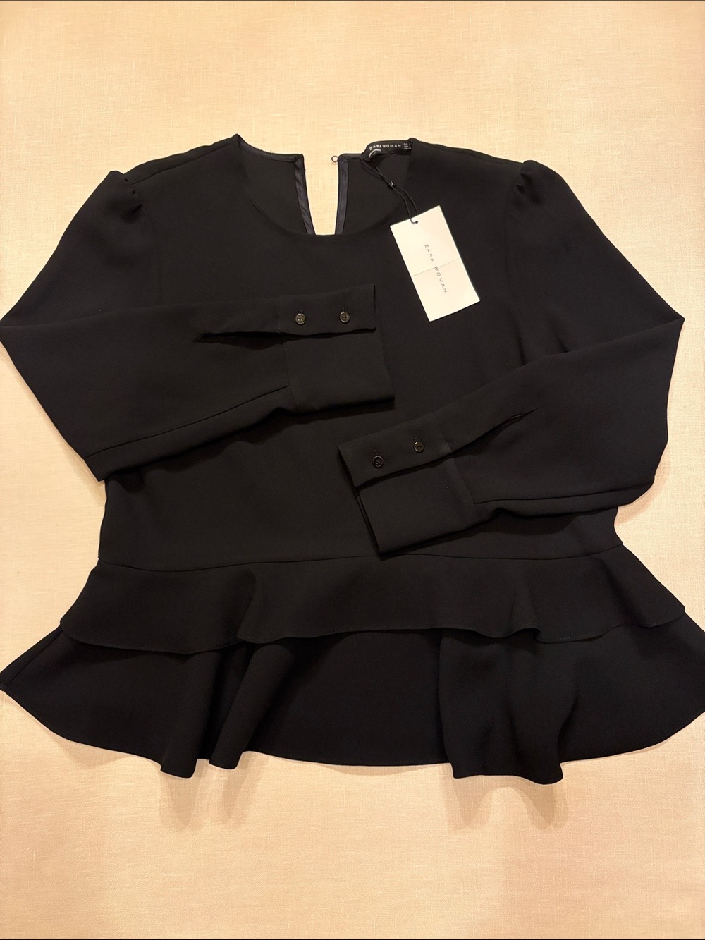 Zara Black Ruffle-Hem Blouse